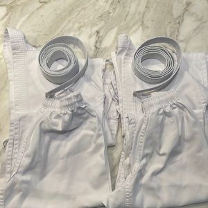 2 BRAND NEW FLUORY Karate Uniforms with Belts - Size 00 & Size 1